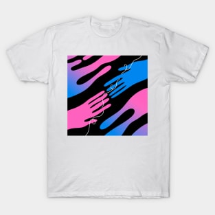 soul mates abstract hands pink and blue T-Shirt